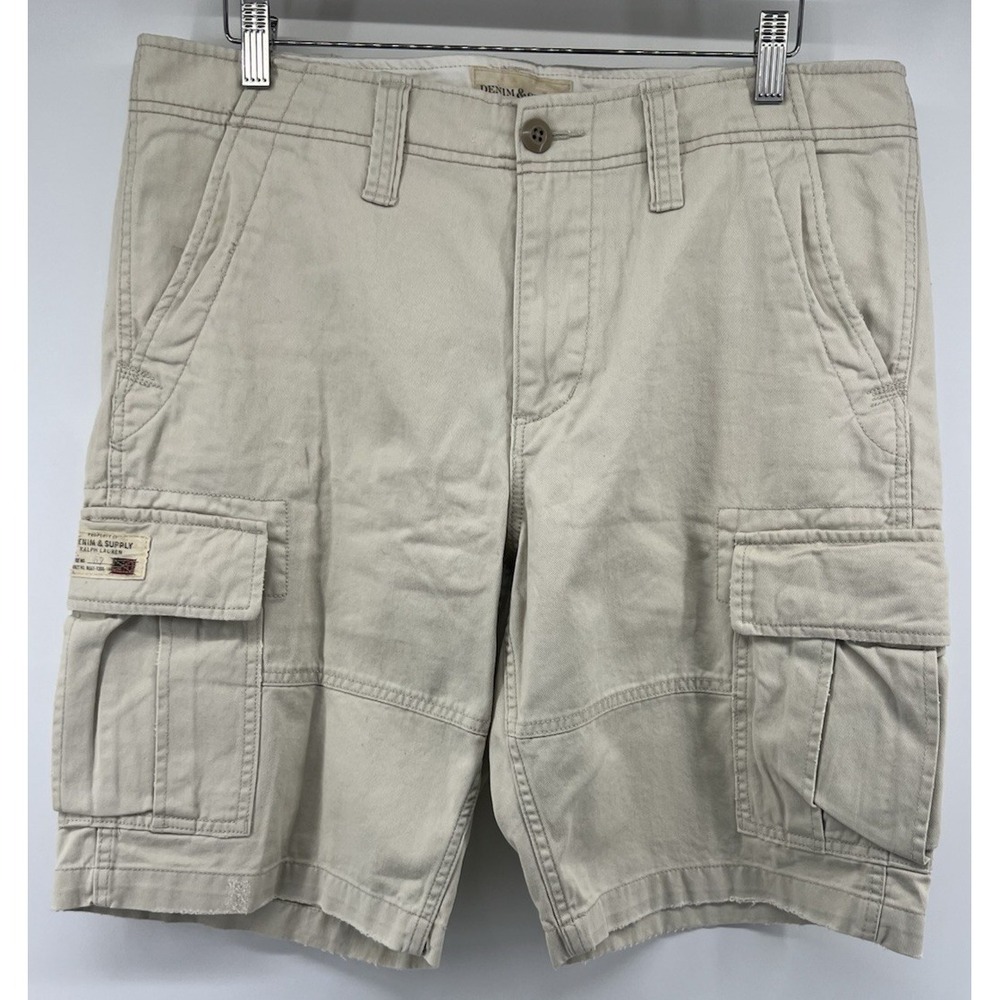 Vtg Ralph Lauren Denim Supply Cargo Shorts Tagged 34 Actual 38 11" Inseam Khaki